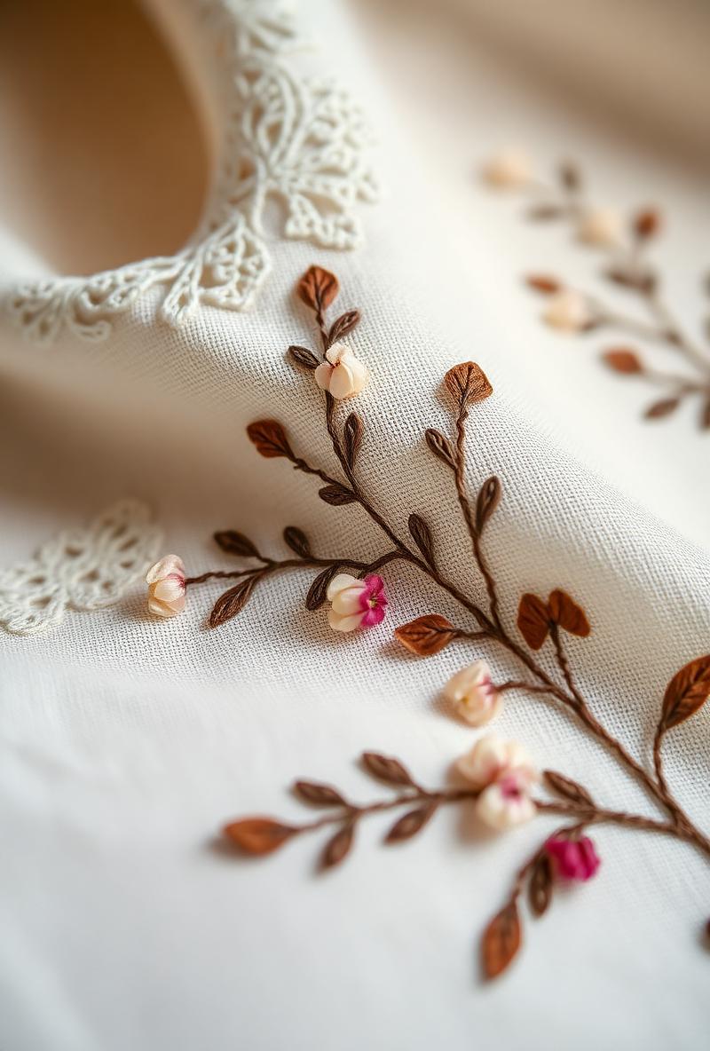 Lace embroidery detail